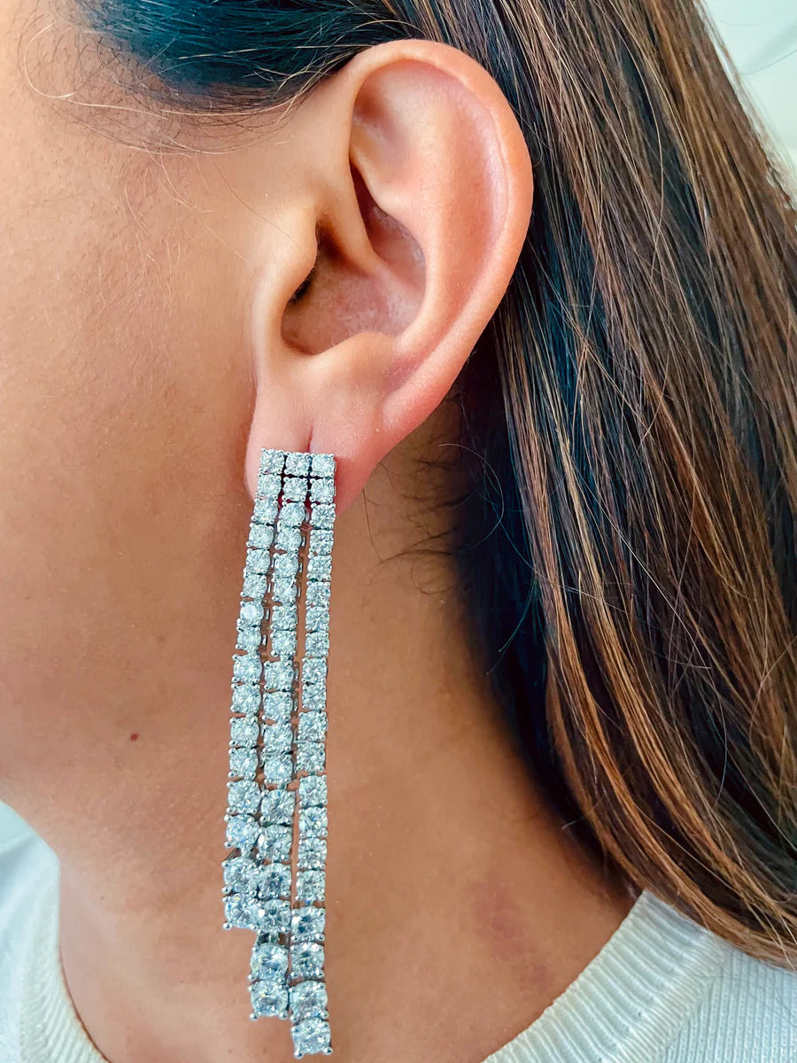 Elysian Fall Diamond Lariat Necklace Set ( Necklace & Earrings )