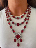 Zarfina Ruby Maharani Diamond Imperial Haar Necklace Set (Necklace & Earrings)