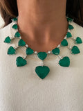 Queen of Hearts Grand Emerald Cascade Necklace Set (Necklace & Earrings)