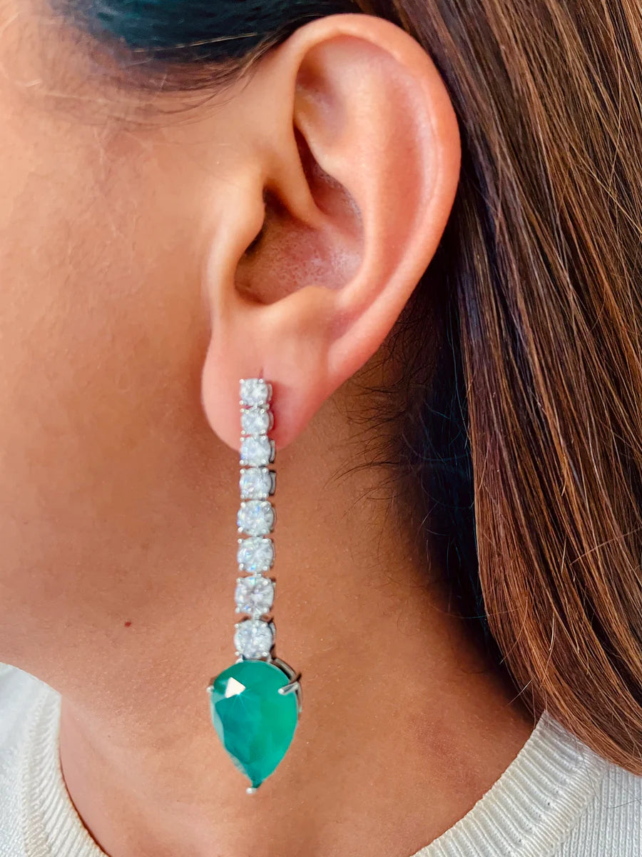 Celestia Emerald Drop Necklace Set ( Necklace & Earrings )