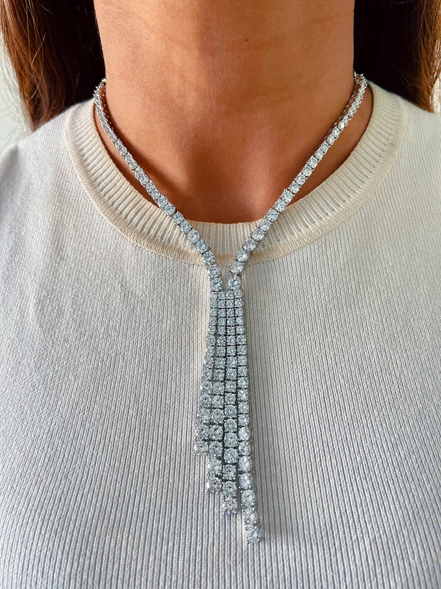 Elysian Fall Diamond Lariat Necklace Set ( Necklace & Earrings )