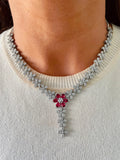Floral Grace Ruby Necklace Set ( Necklace & Earrings )