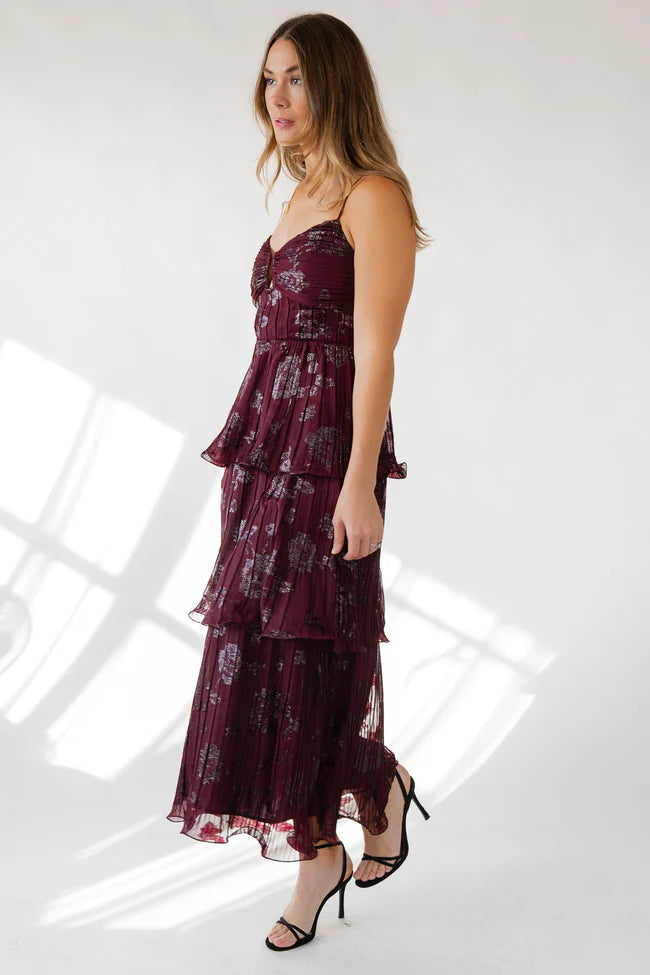 Astr The Label Lupin Dress - Wine Floral