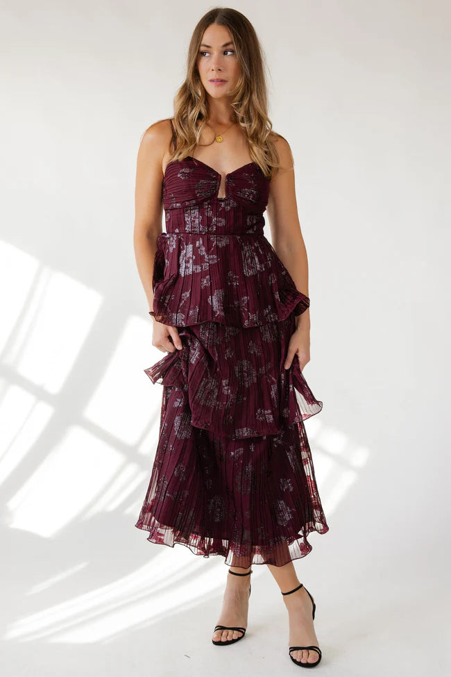 Astr The Label Lupin Dress - Wine Floral