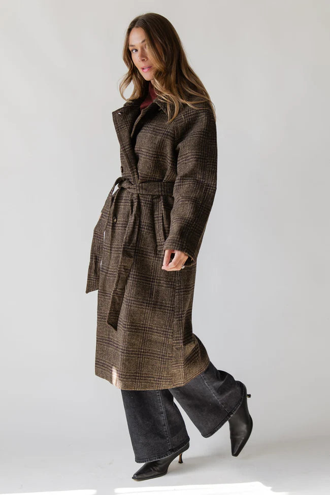 ASTR The Label Seeley Coat - Brown Plaid