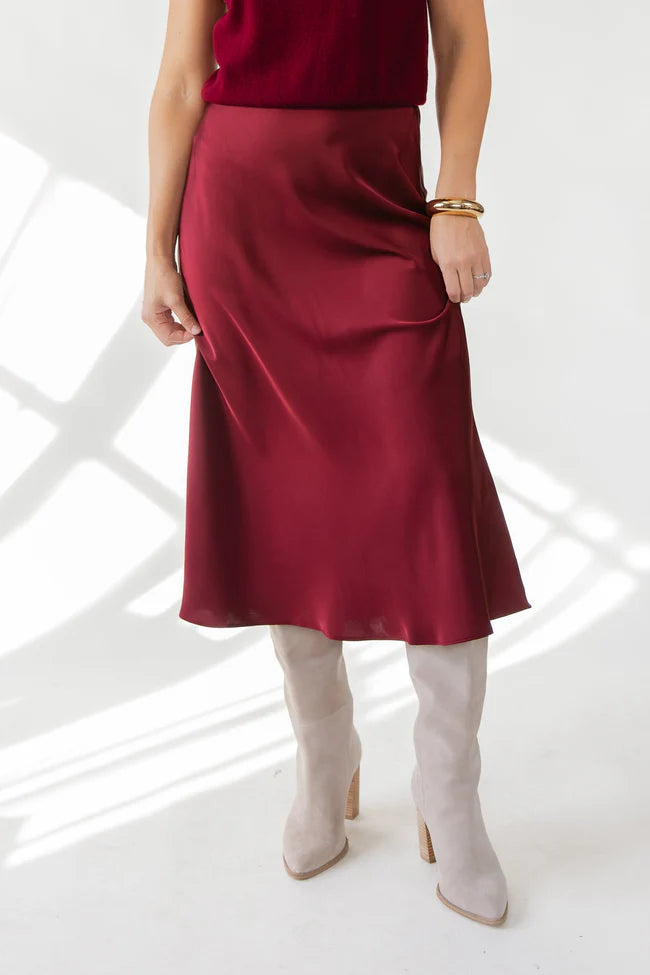 ASTR The Label Windey Midi Skirt - Wine