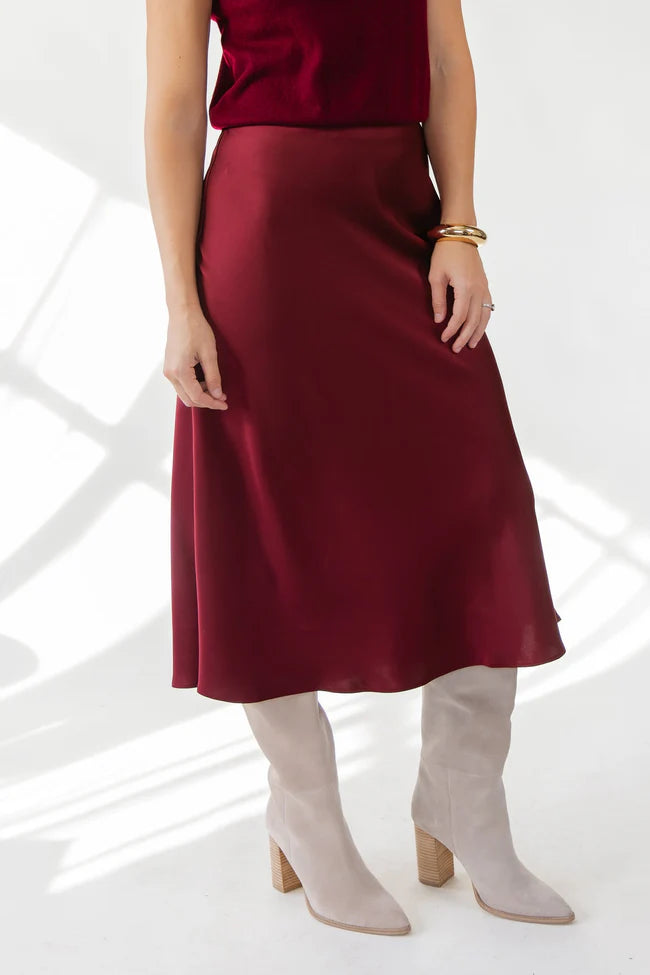 ASTR The Label Windey Midi Skirt - Wine