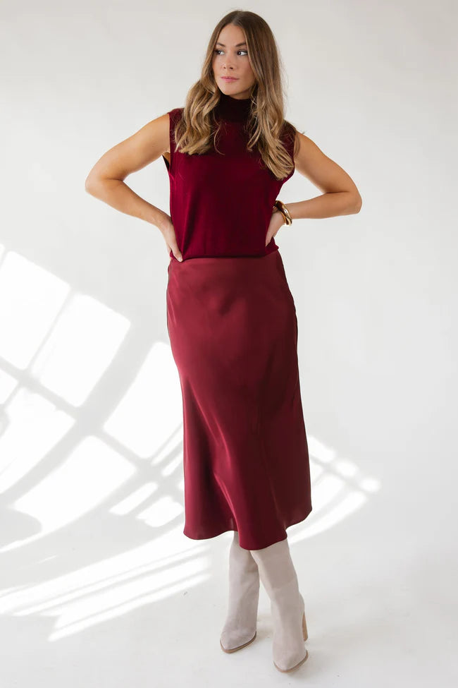 ASTR The Label Windey Midi Skirt - Wine