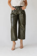 Jude Pleather Barrel Pants - Olive