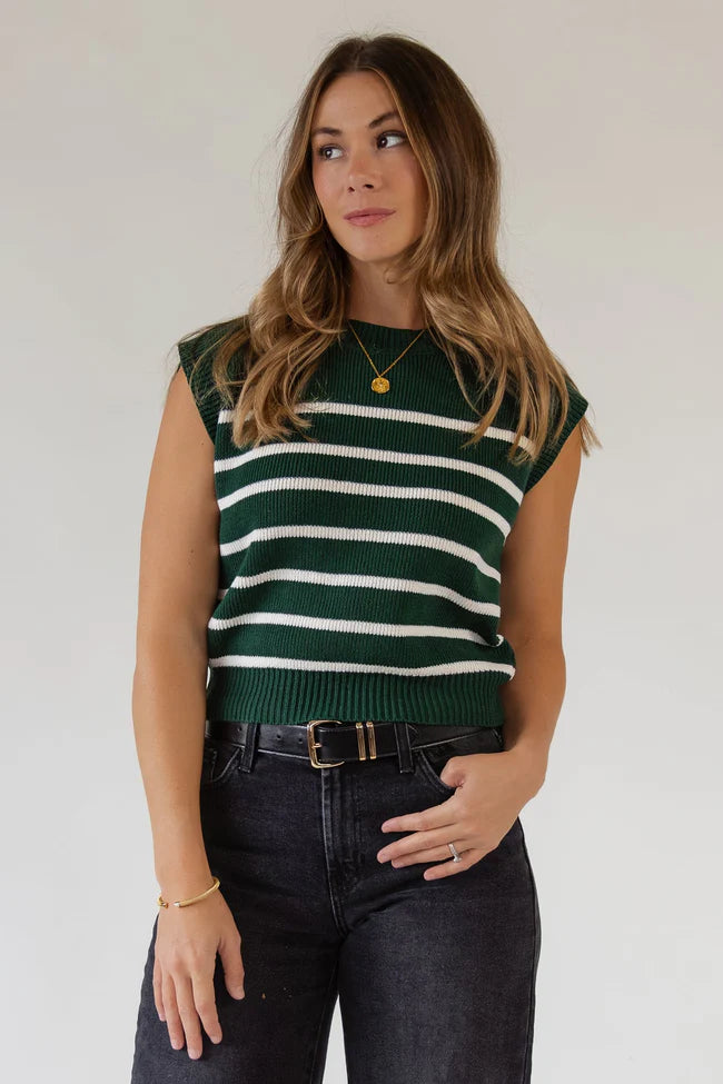 Reese Green Stripe Sweater