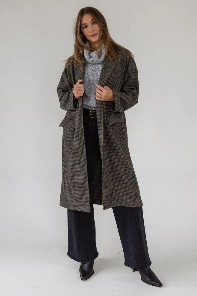 Wells Grey Check Oversized Coat - Final Sale